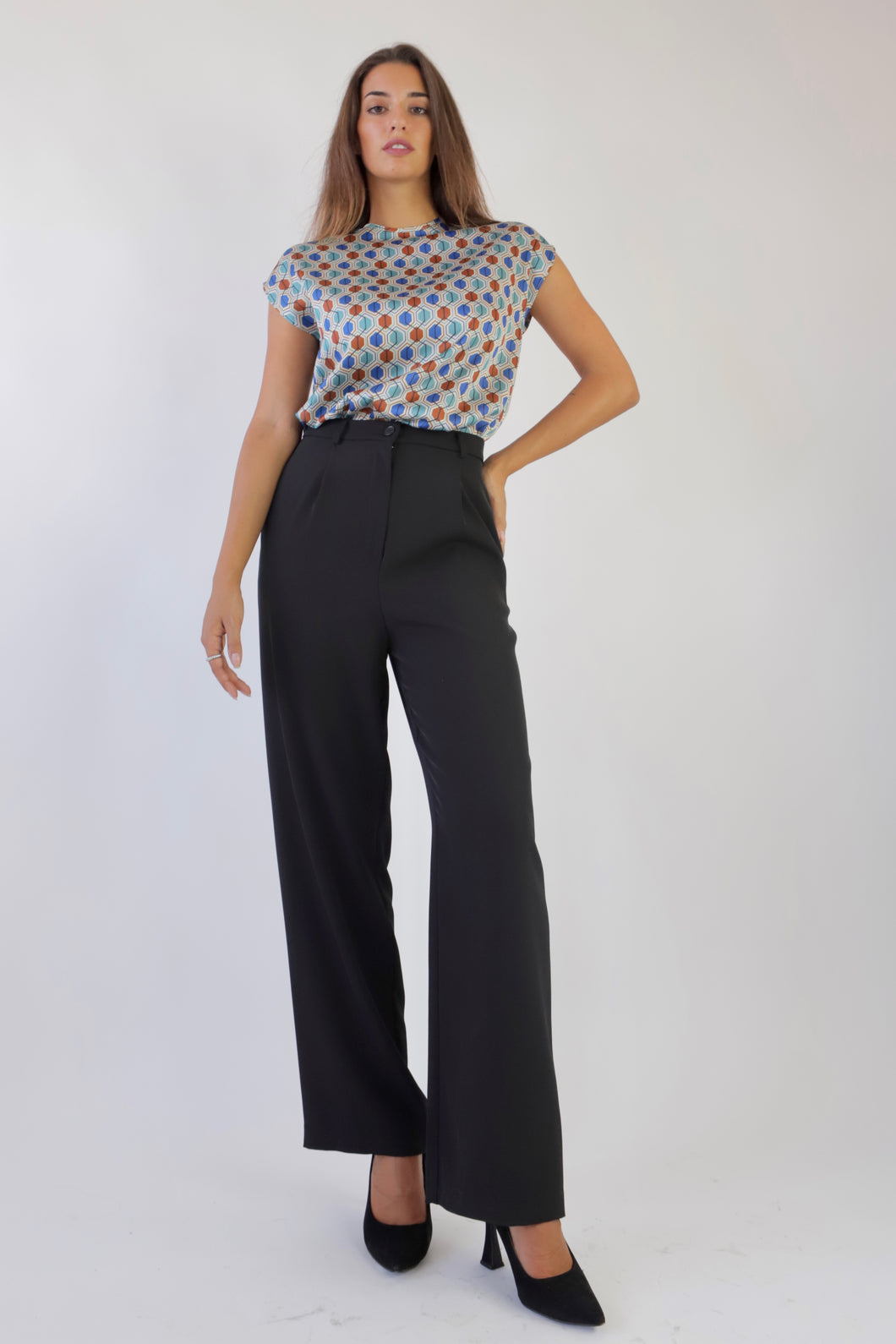 Wide-leg Black Trousers