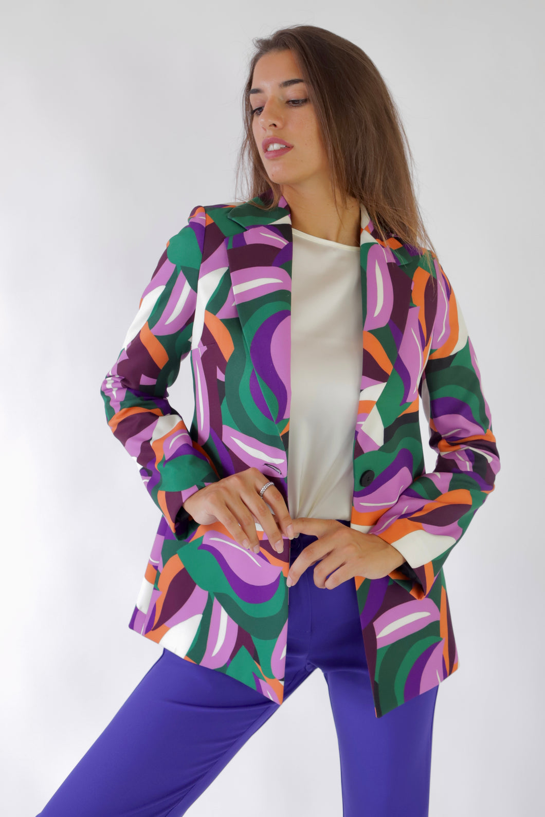 Multi-color Fantasy Longline Blazer