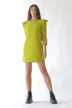 Carica l&#39;immagine nel visualizzatore di Gallery, Padded Shoulder Gathered Dress Lime Green
