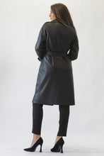 Load image into Gallery viewer, Faux Leather Trench Coat Black
