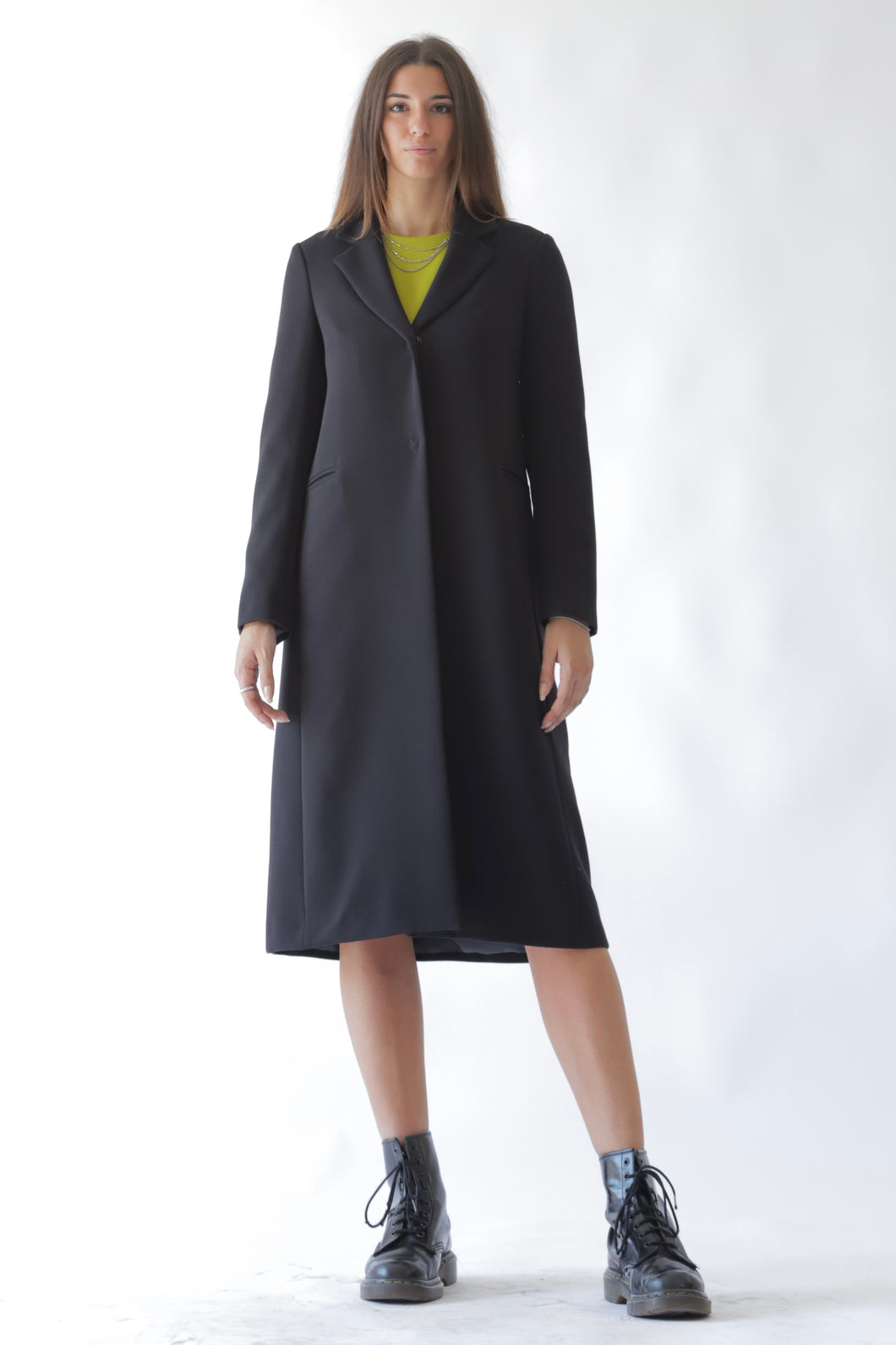 Flared Long Coat Black