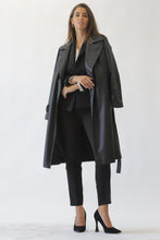 Load image into Gallery viewer, Faux Leather Trench Coat Black
