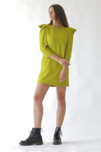 Carica l&#39;immagine nel visualizzatore di Gallery, Padded Shoulder Gathered Dress Lime Green
