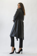 Load image into Gallery viewer, Faux Leather Trench Coat Black
