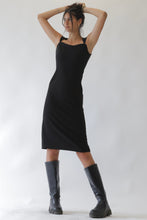 Load image into Gallery viewer, Midi Length Dress Black With A Square Neckline
