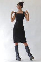 Load image into Gallery viewer, Midi Length Dress Black With A Square Neckline
